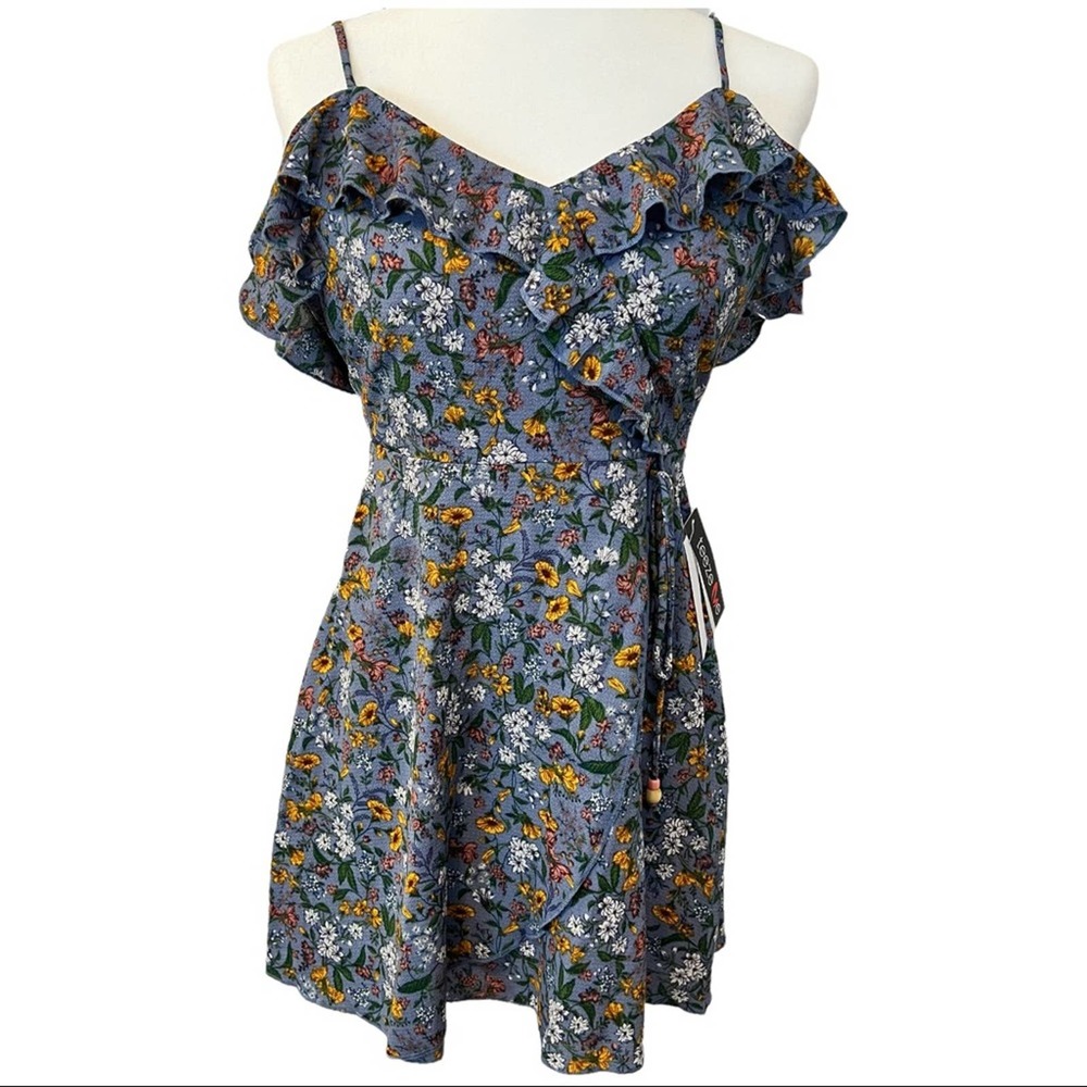 🌸 Teeze Me | Blue Floral Spaghetti Strap Mini Shift Dress - Juniors